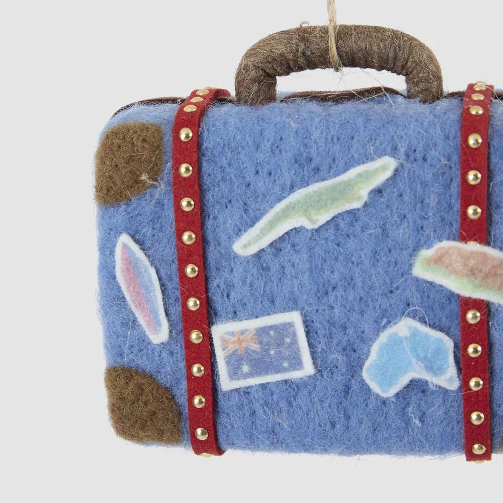 Buy Velvet and Vixen - Aussie Suitcase Explorer Tree Decoration Blue by Velvet + Vixen - at Hamish + Grace