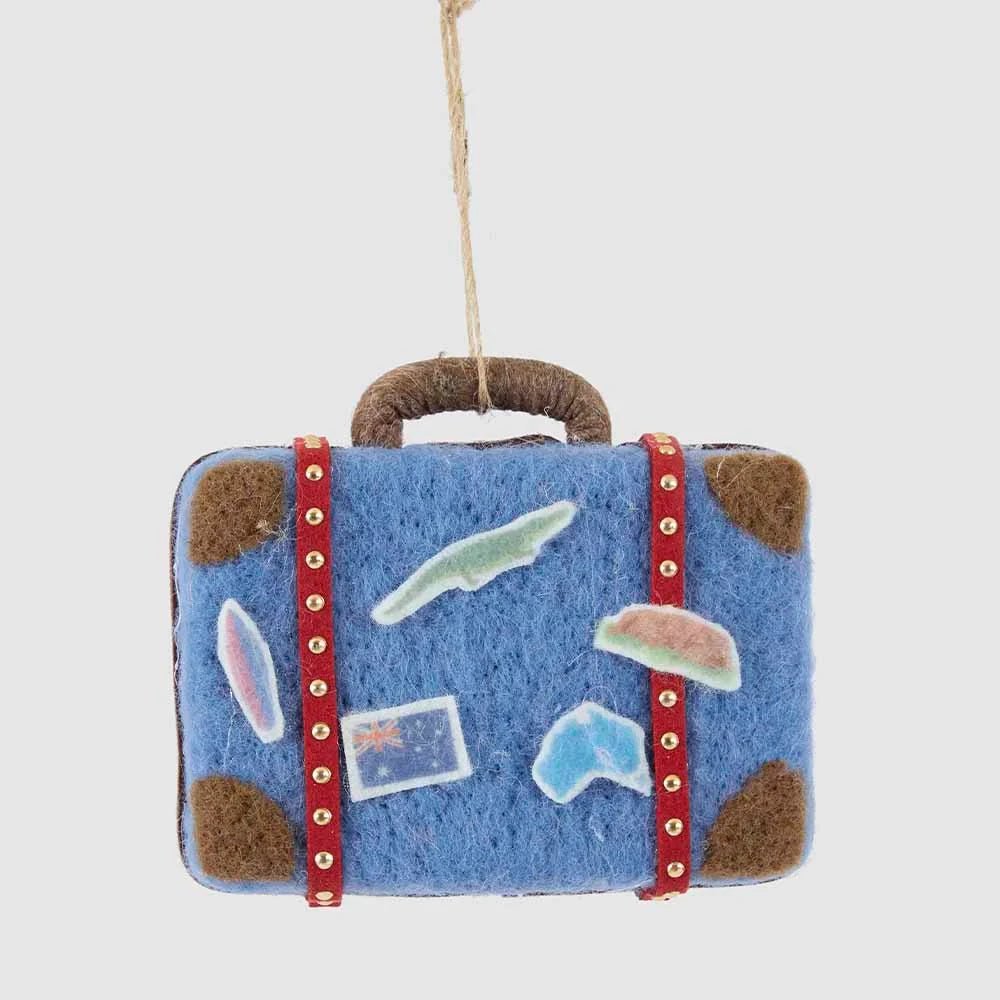 Buy Velvet and Vixen - Aussie Suitcase Explorer Tree Decoration Blue by Velvet + Vixen - at Hamish + Grace