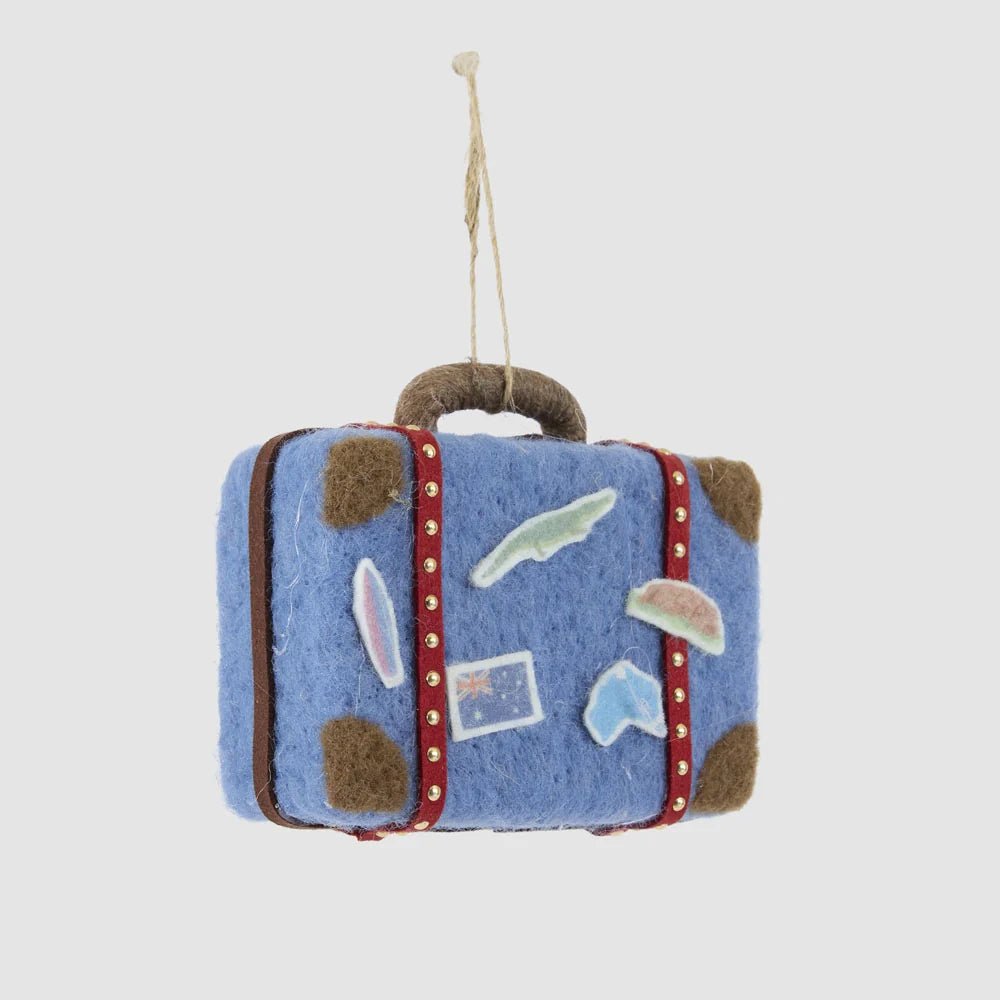 Buy Velvet and Vixen - Aussie Suitcase Explorer Tree Decoration Blue by Velvet + Vixen - at Hamish + Grace