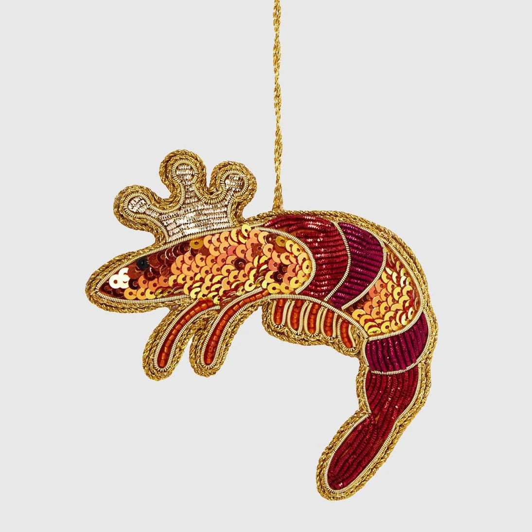 Buy Velvet and Vixen - King Prawn Sequin Tree Decoration by Velvet + Vixen - at Hamish + Grace