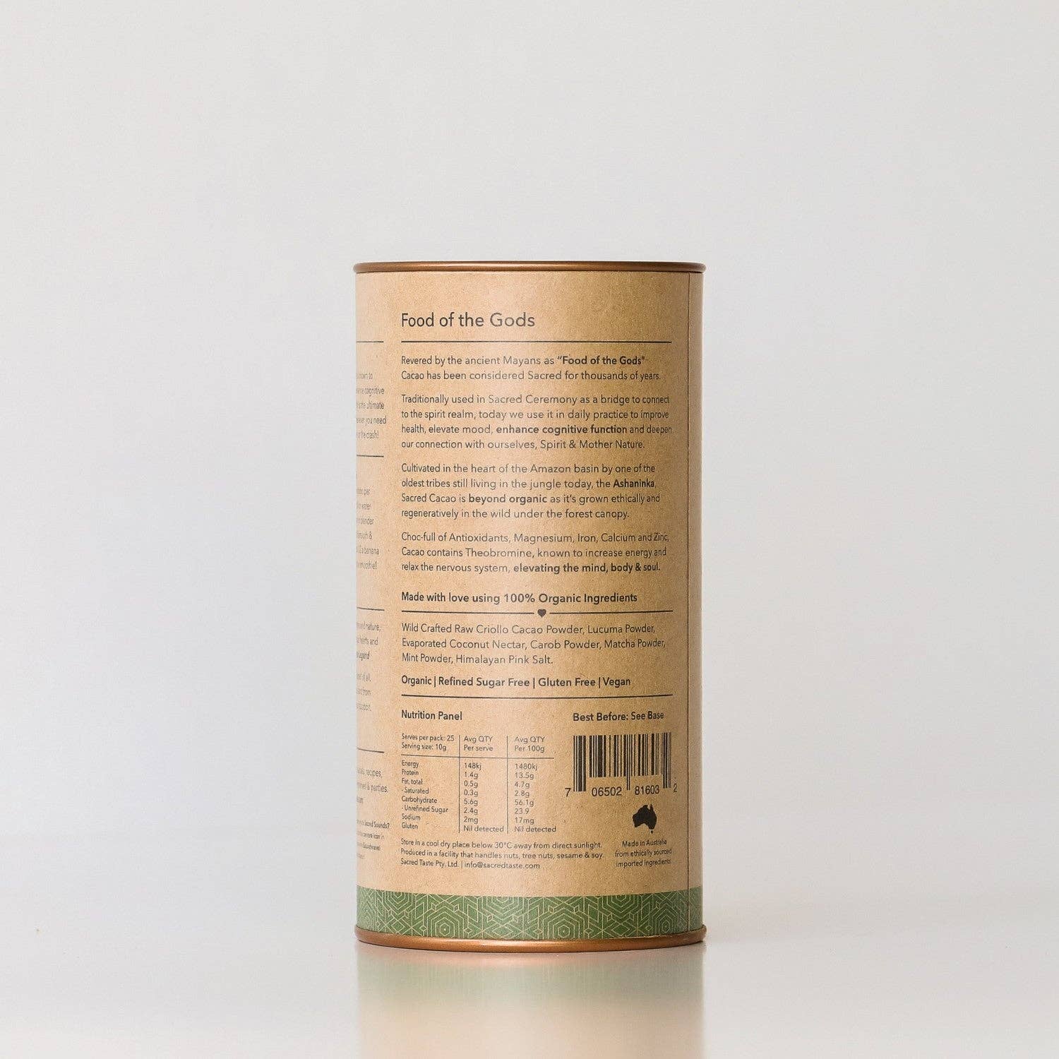 Buy Vitality - Matcha Mint Cacao: 250g | 25 serves by Sacred Taste - at Hamish + Grace