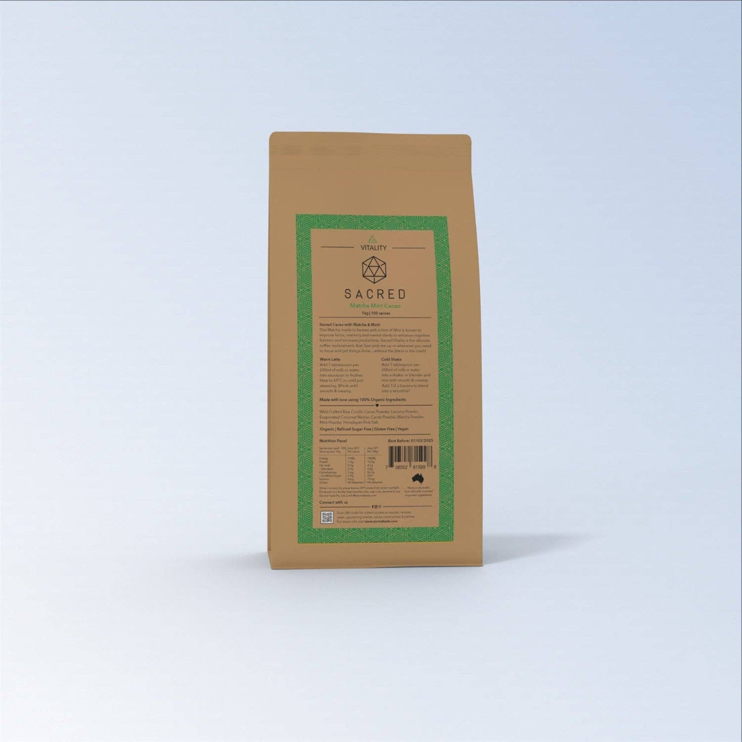 Buy Vitality - Matcha Mint Cacao: 250g | 25 serves by Sacred Taste - at Hamish + Grace