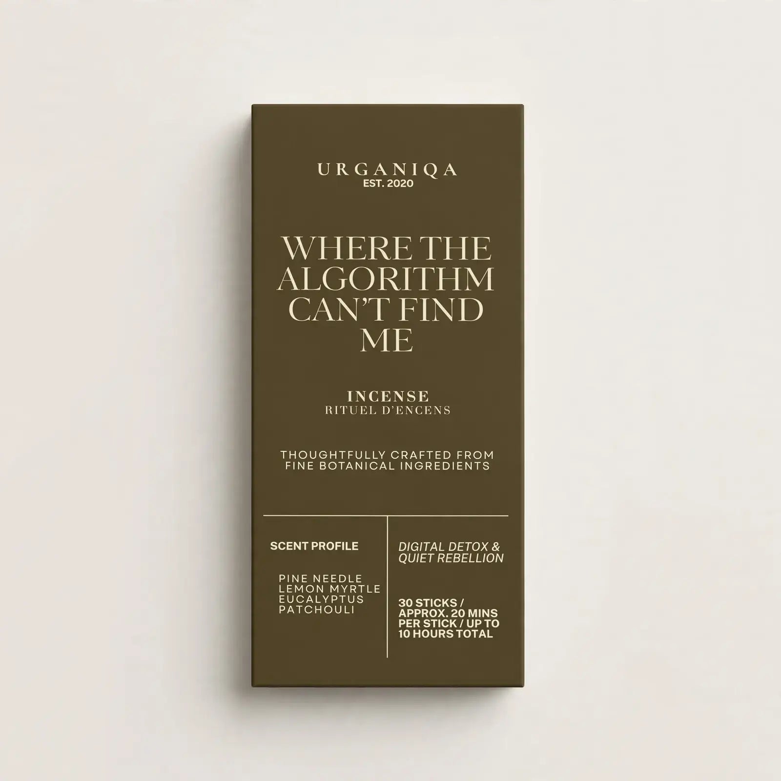 Buy Where the Algorithm Can't Find Me Incense | Grounded Collection: Coloured box by Urganiqa - at Hamish + Grace