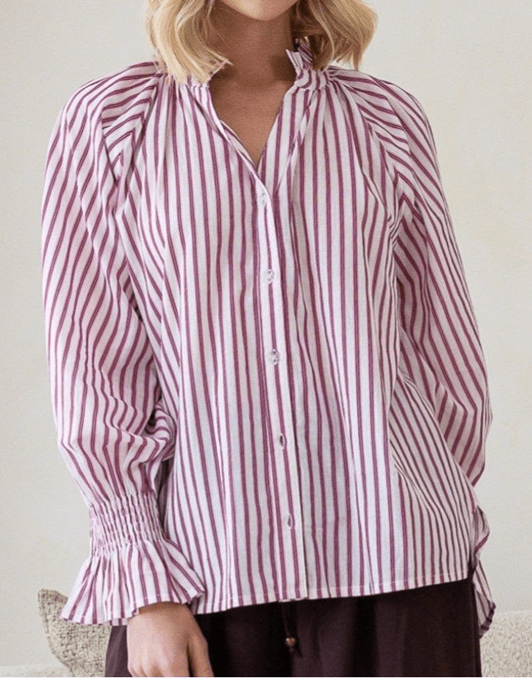 Buy White Poetry - Sorrento Pintuck front detail button blouse - Pink/Mocha by White Poetry - at Hamish + Grace