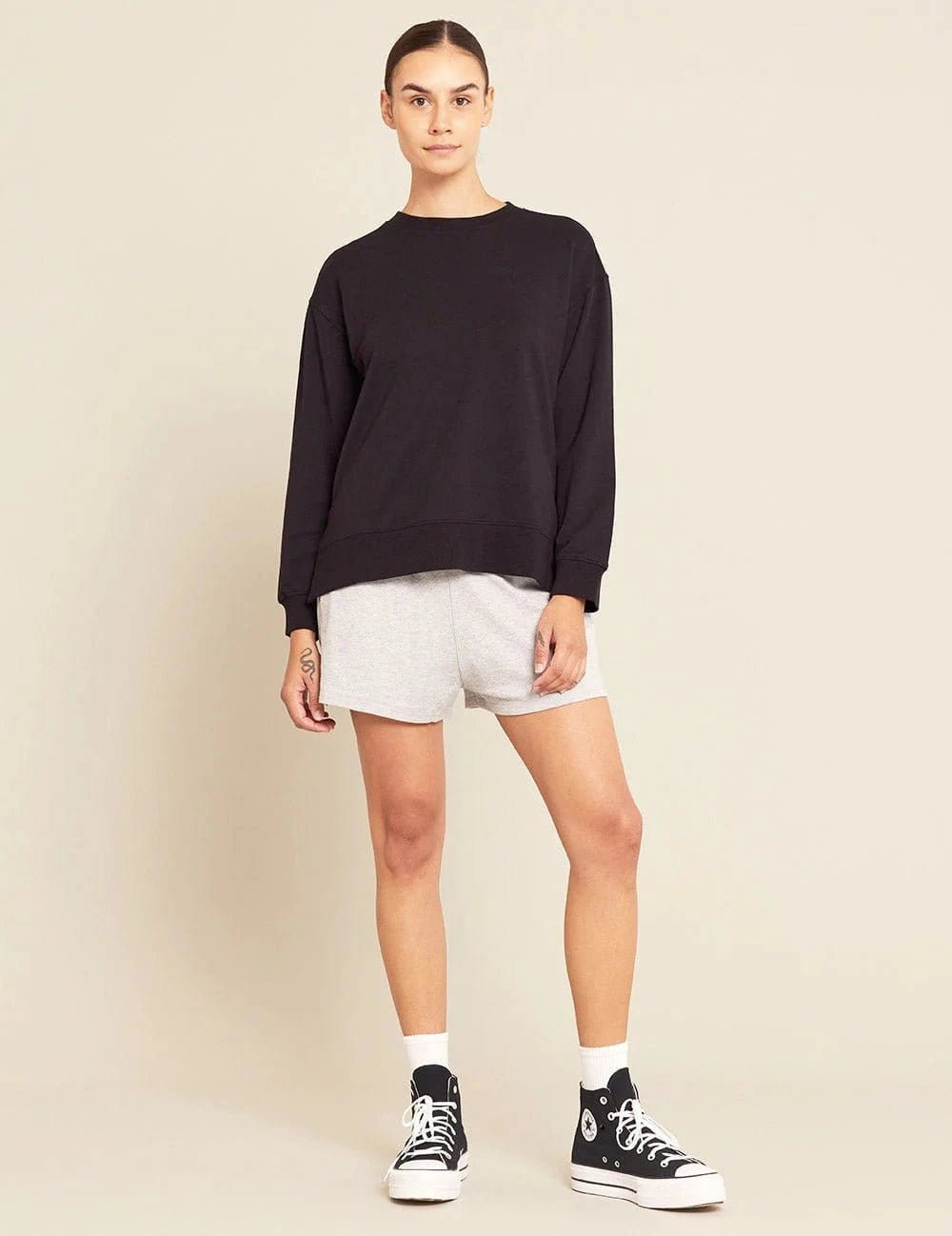 Buy Women’s weekend Crew Pullover Black by Boody - at Hamish + Grace