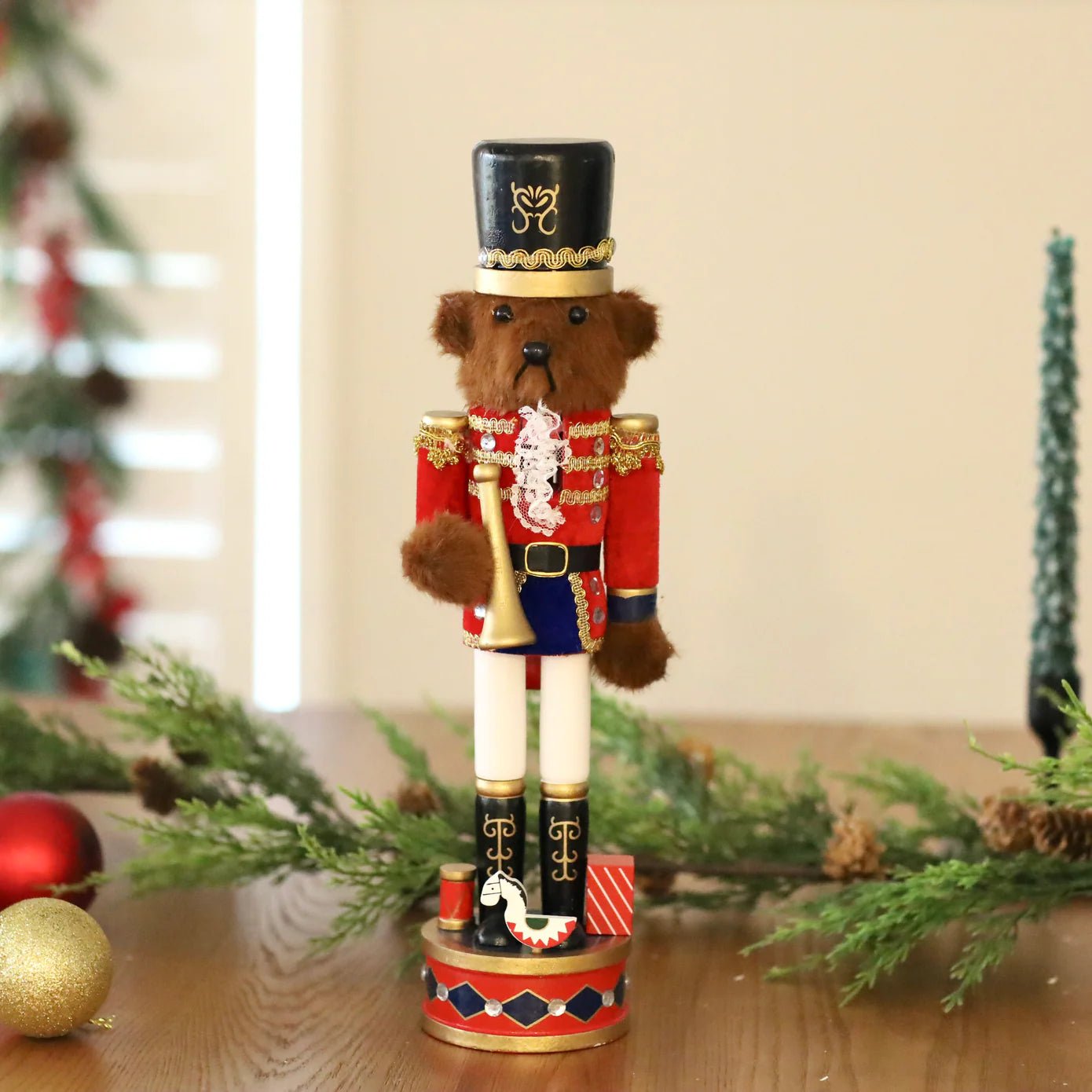 Buy Wooden Teddy Nutcracker - with Trumpet 38cm by Xmas & Co - at Hamish & Grace