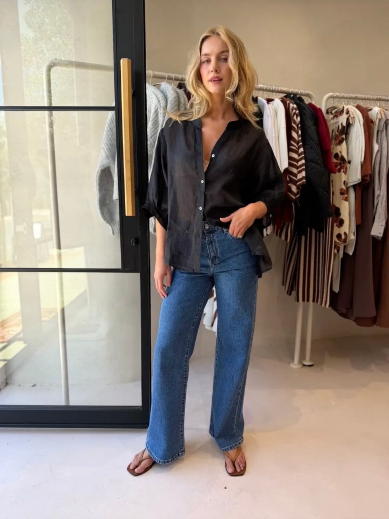 Buy Worthier The Label - Button Back Linen Shirt - Black by Worthier - at Hamish + Grace
