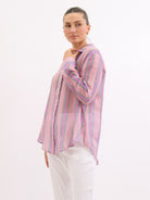 Buy Worthier The Label - Pink Stripe Linen Shirt by Worthier - at Hamish + Grace