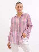 Buy Worthier The Label - Pink Stripe Linen Shirt by Worthier - at Hamish + Grace