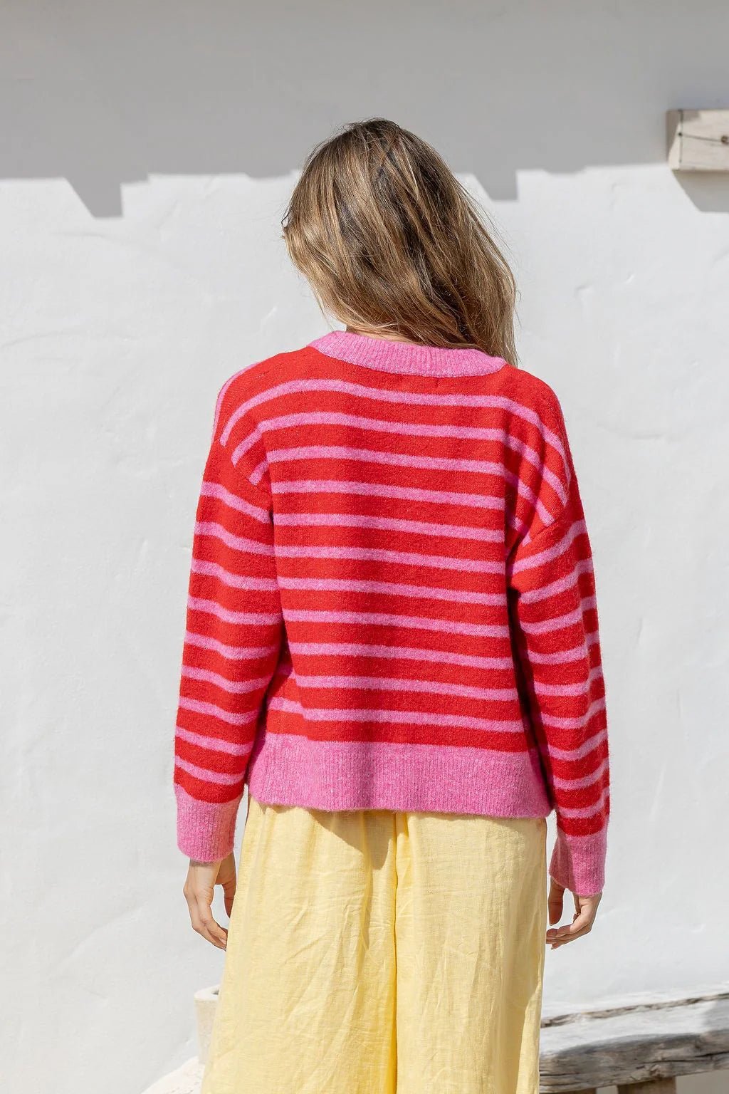 Buy Zara Button Cardi - Red/Pink by Hamish + Grace - at Hamish + Grace
