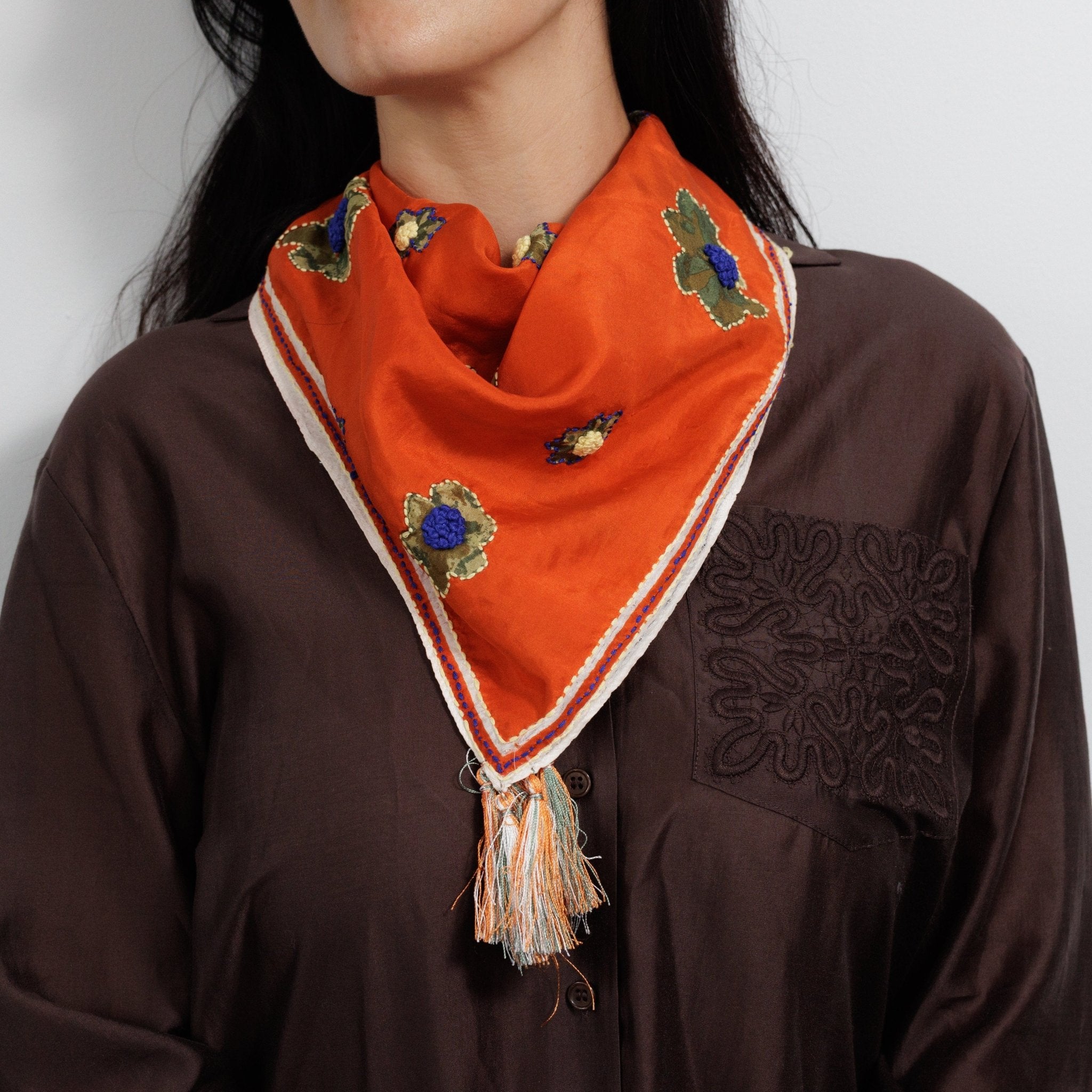 Buy Zoda | Pure Silk Orange Floral Scarf by Zoda - at Hamish + Grace