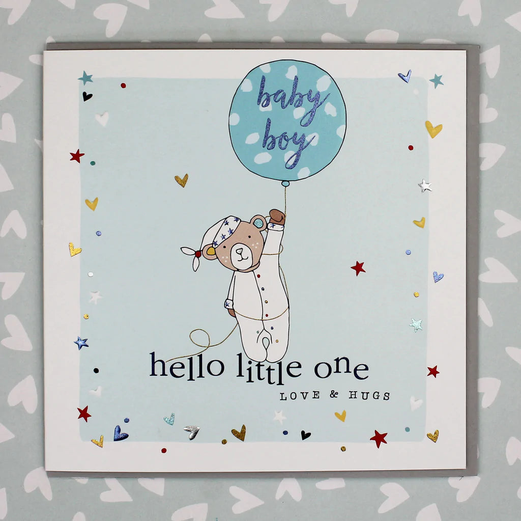 Hello Little One, New Baby Boy Card